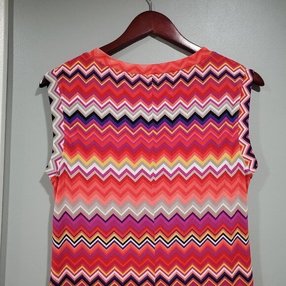 Trina Turk Multi Zinnia Zig Zag Printed Sheath Dress Colorful Capsleeve Retro XS - Picture 14 of 15